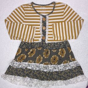 Ruffles by tutu and lulu striped floral king sleeve lace tunic dress 7/8